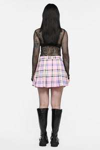 Black Friday - Dragon Scales Tartan Pleated Skort - pink
