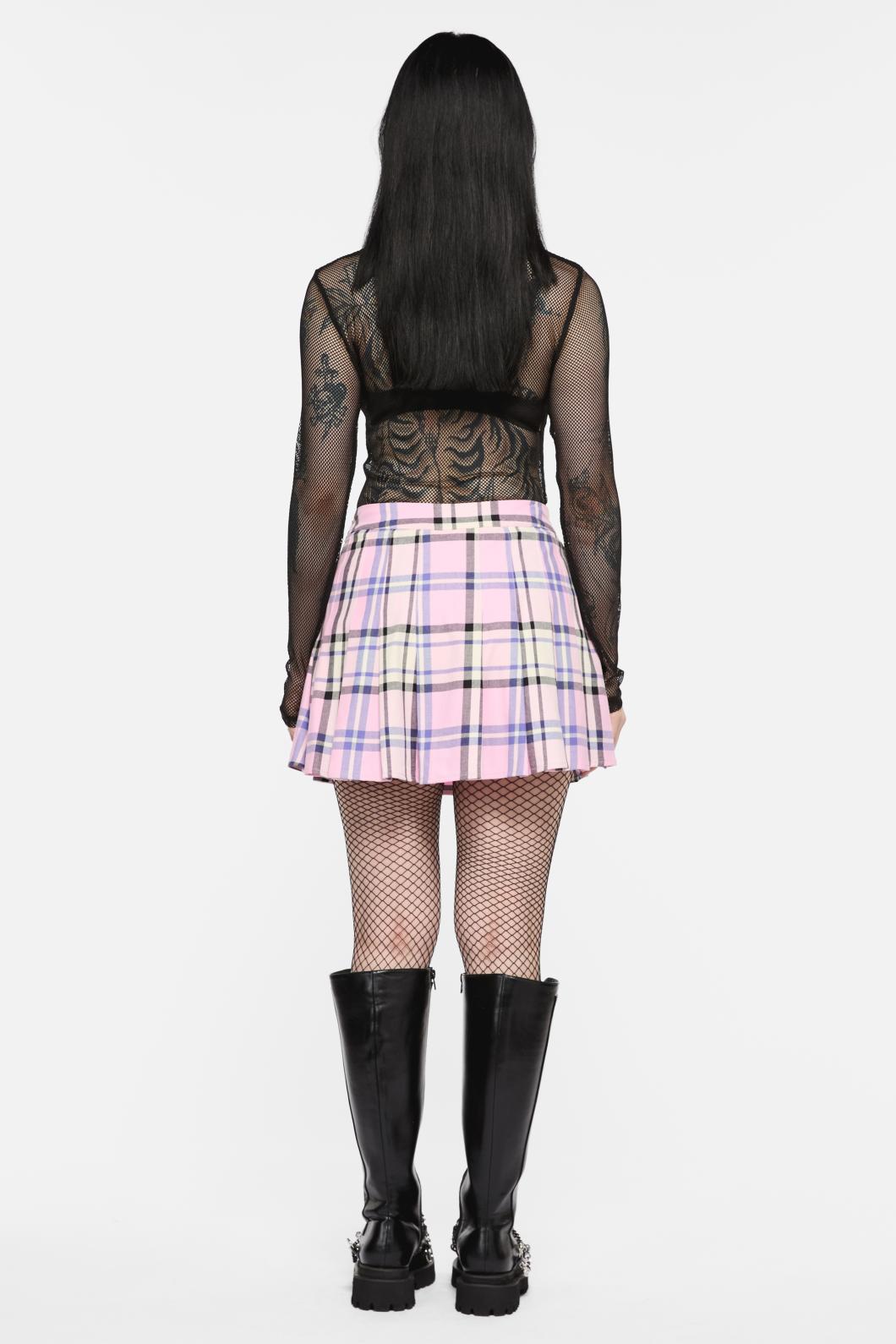Black Friday - Dragon Scales Tartan Pleated Skort - pink