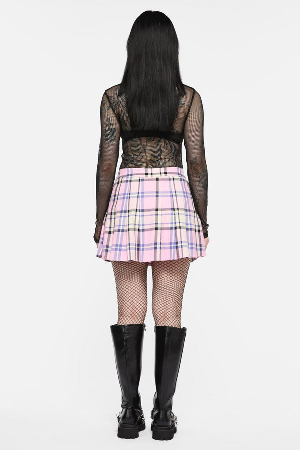 Black Friday - Dragon Scales Tartan Pleated Skort - pink