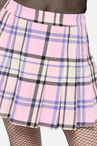 Black Friday - Dragon Scales Tartan Pleated Skort - pink
