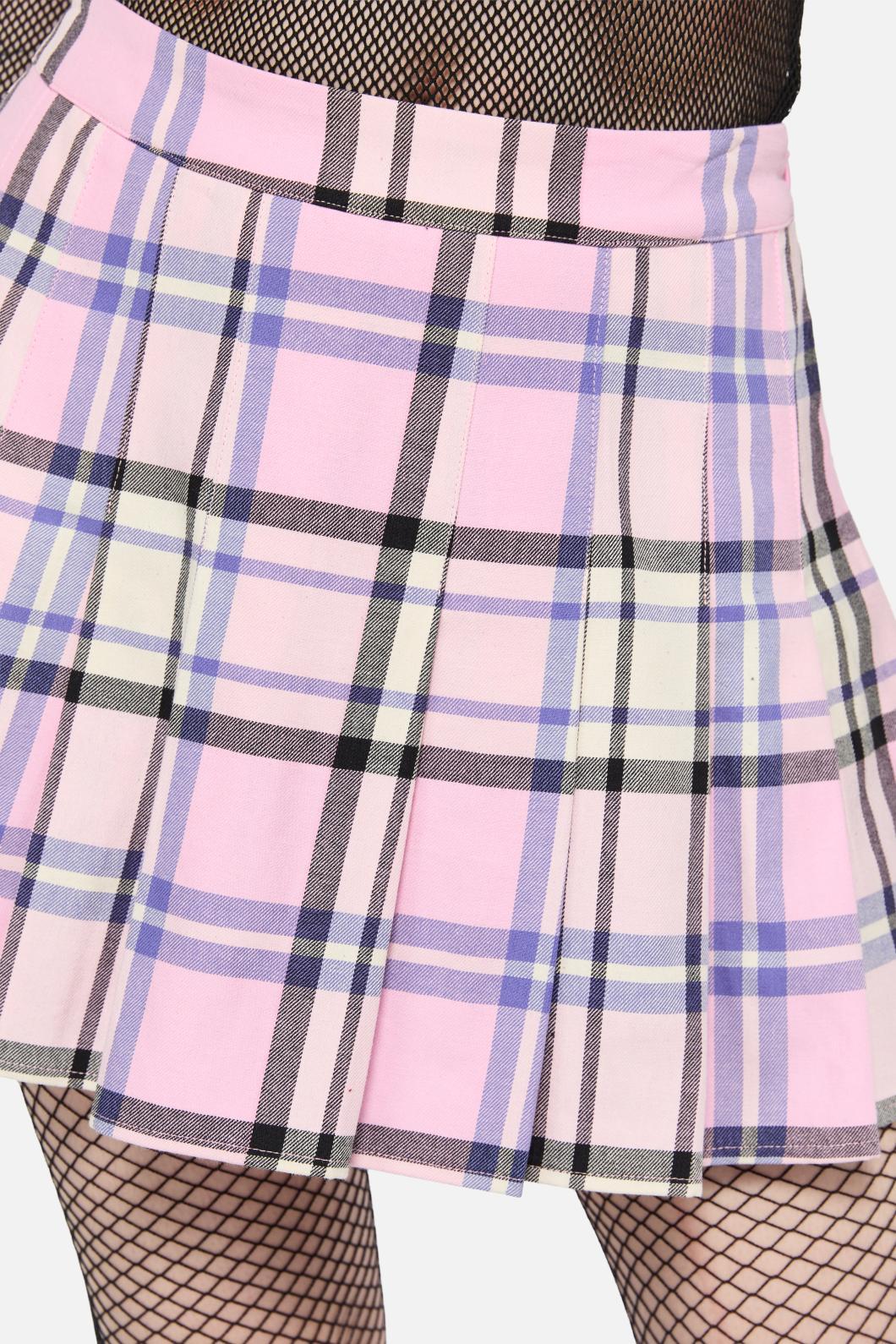 Black Friday - Dragon Scales Tartan Pleated Skort - pink