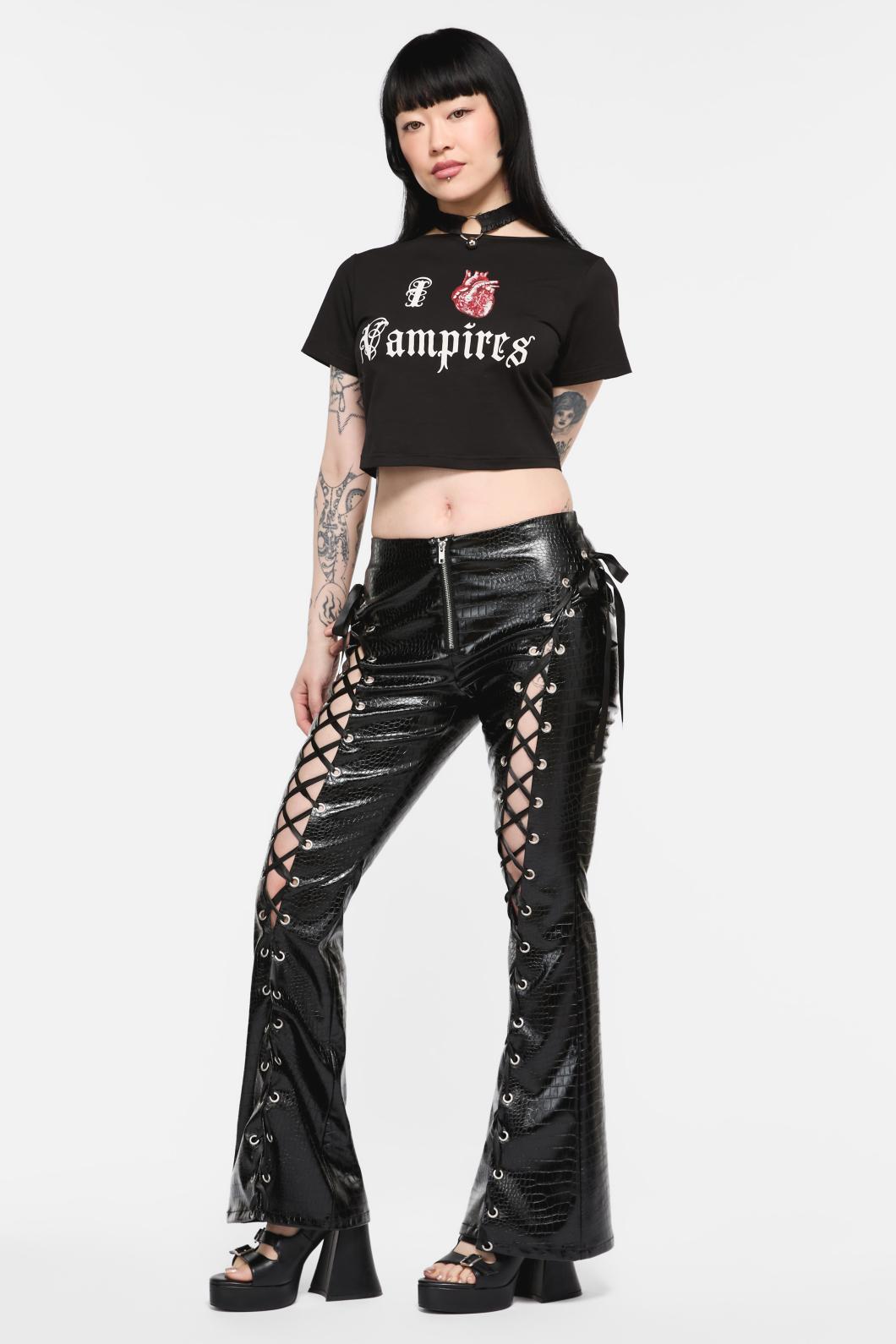 Black Friday - Scales Lace Up PU Pant - black