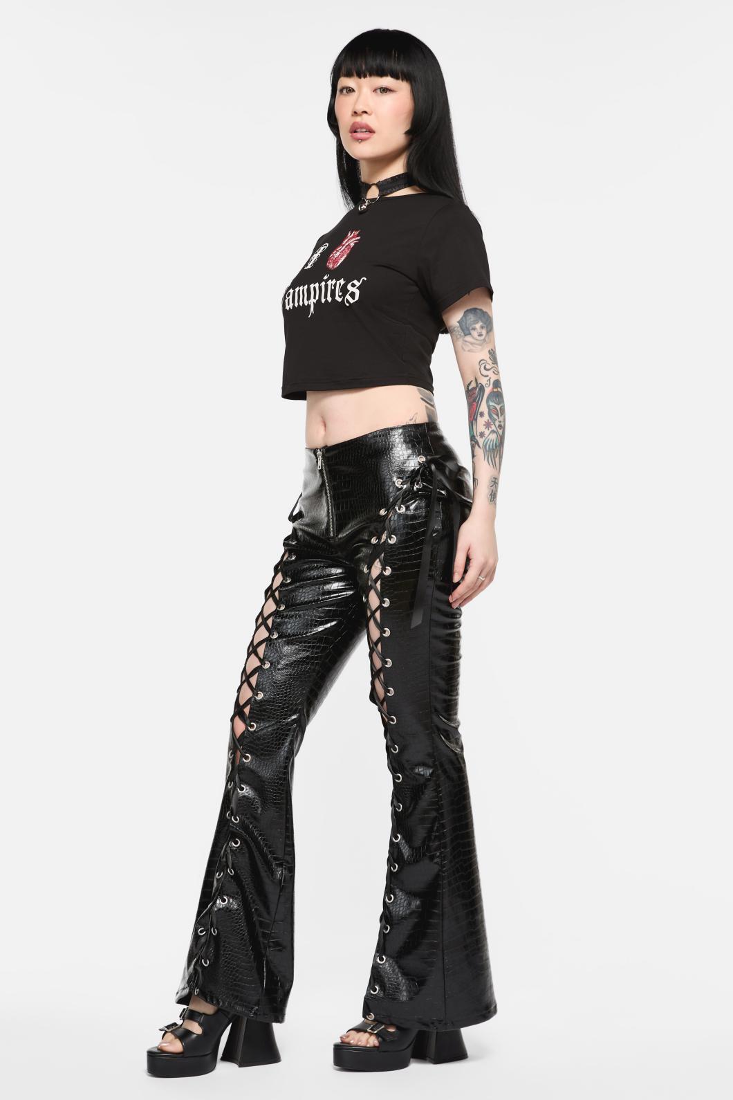 Black Friday - Scales Lace Up PU Pant - black