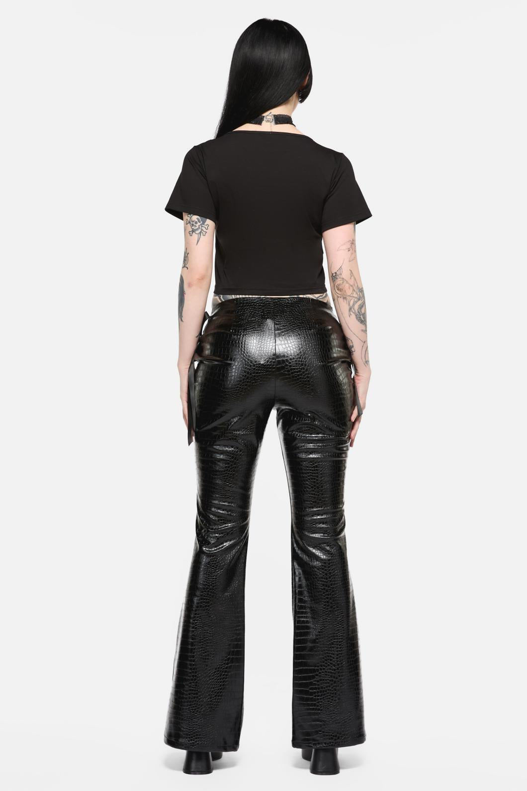Black Friday - Scales Lace Up PU Pant - black