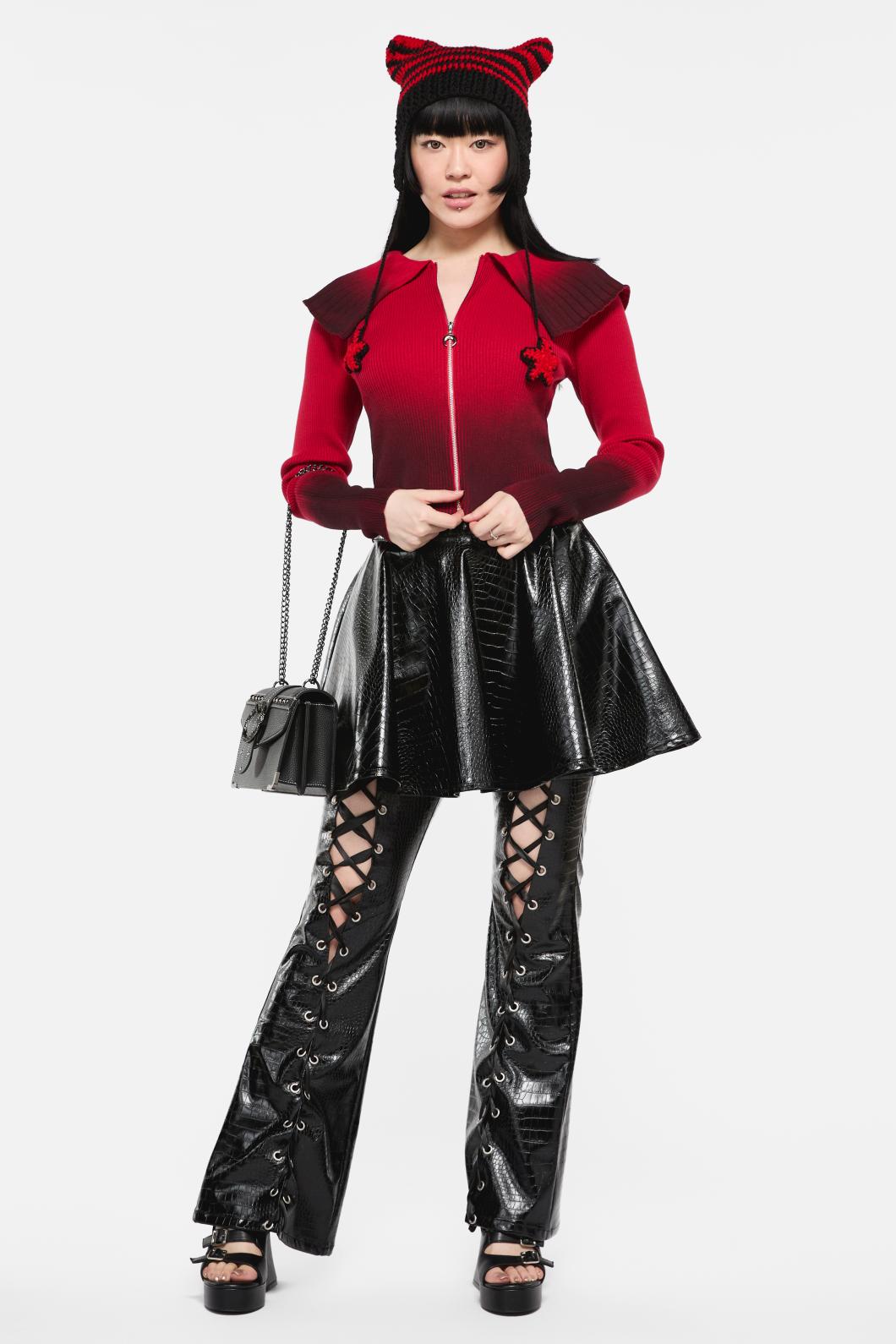 Black Friday - Scales Lace Up PU Pant - black