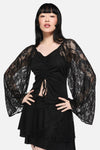 Black Friday - Dragons Grove Lace Sleeve Top - black