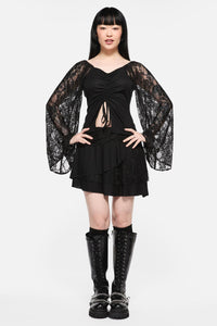 Black Friday - Dragons Grove Lace Sleeve Top - black