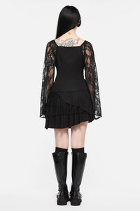 Black Friday - Dragons Grove Lace Sleeve Top - black