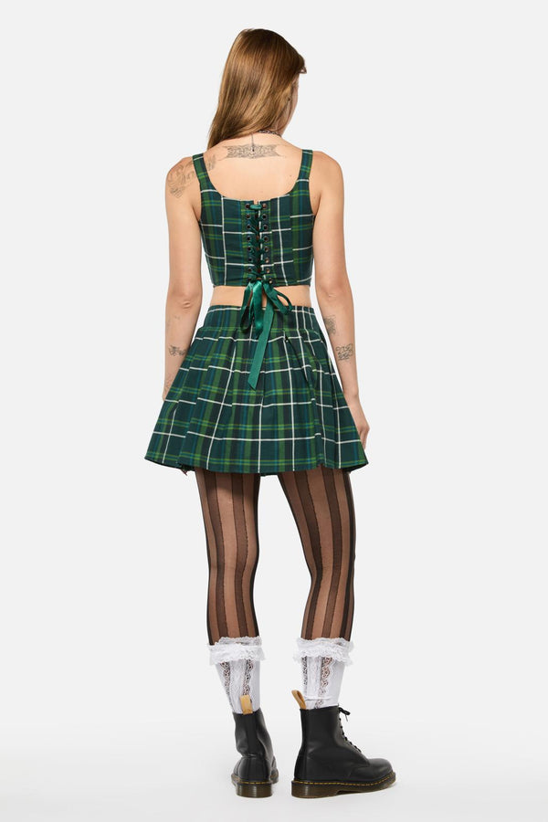 Black Friday - Jester Tartan Corset Top - green