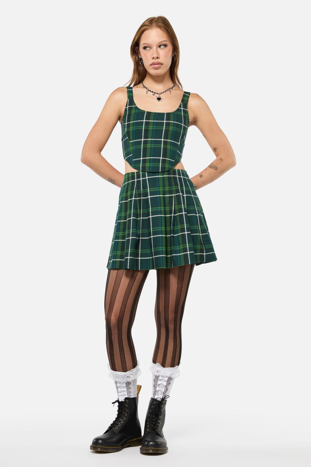 Black Friday - Jester Tartan Corset Top - green