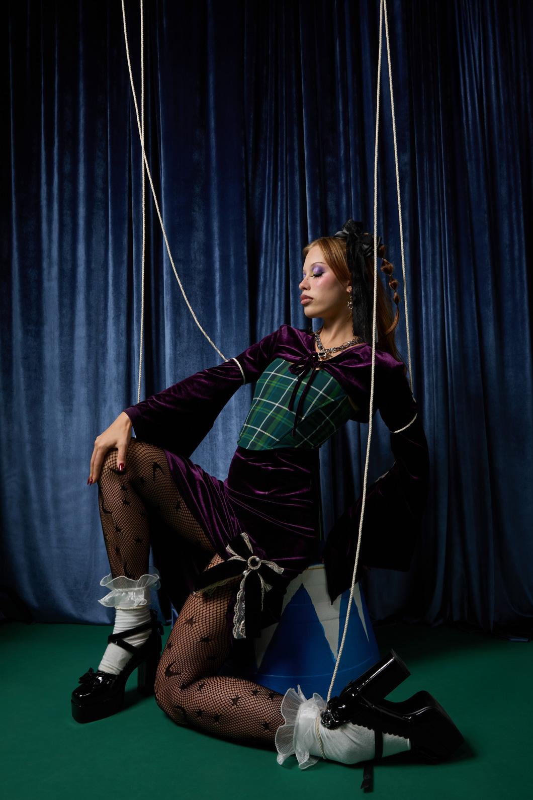 Black Friday - Jester Tartan Corset Top - green