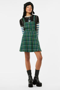 Black Friday - Jester Tartan Bib N Brace Pinafore - green