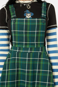 Black Friday - Jester Tartan Bib N Brace Pinafore - green