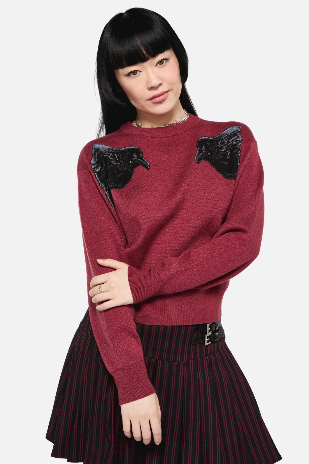 Black Friday - Apollo Crow Knit Jumper - maroon