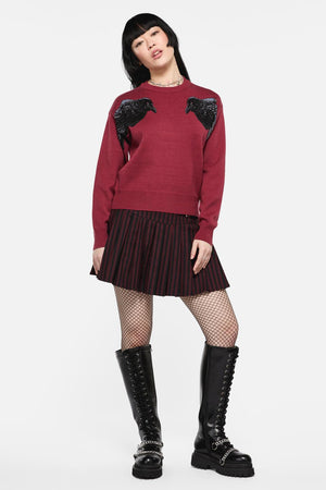 Black Friday - Apollo Crow Knit Jumper - maroon