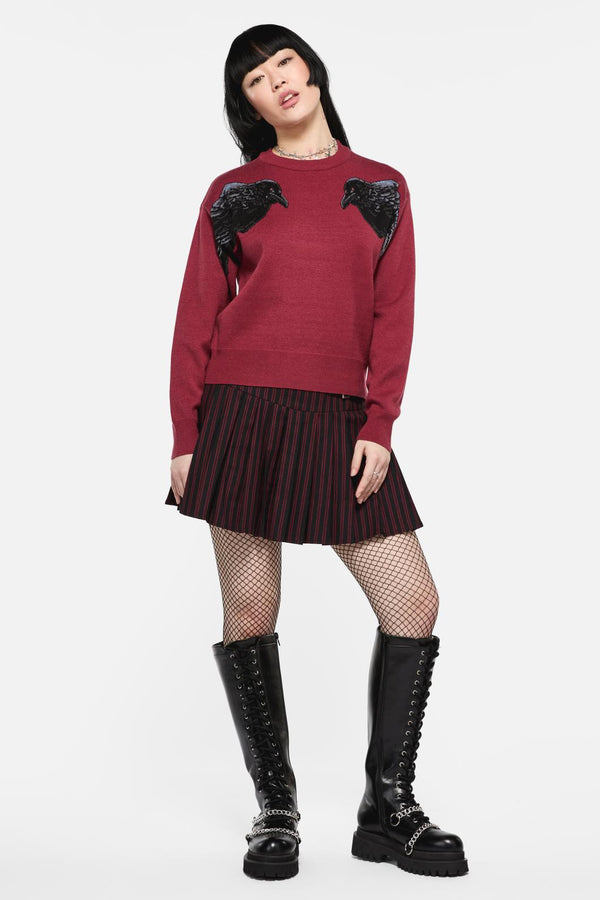 Black Friday - Apollo Crow Knit Jumper - maroon