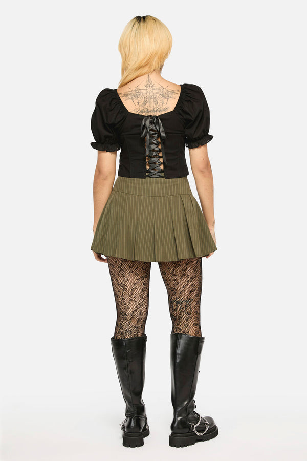 Black Friday - Graff Pinstripe Skort - olive