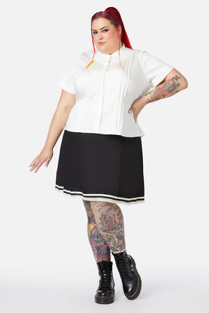 Black Friday - Curve Sunset Lace Trim Blouse - cream