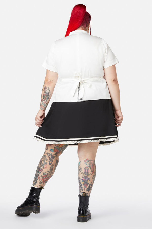 Black Friday - Curve Sunset Lace Trim Blouse - cream