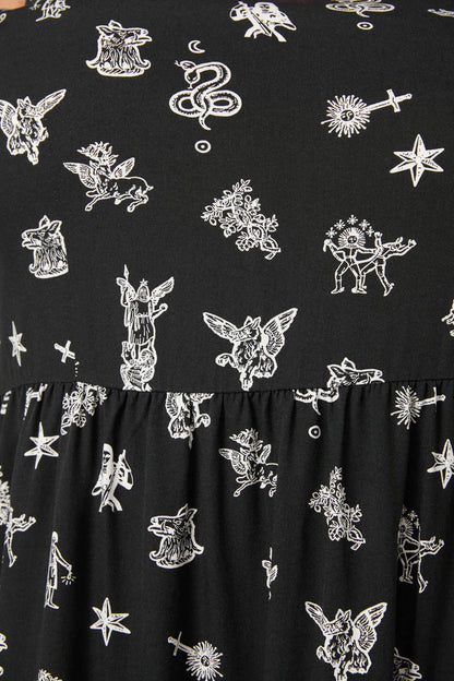 Black Friday - Curve Darc Printed Midi Dress - black