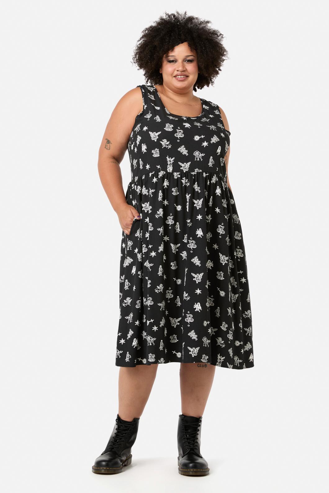 Black Friday - Curve Darc Printed Midi Dress - black
