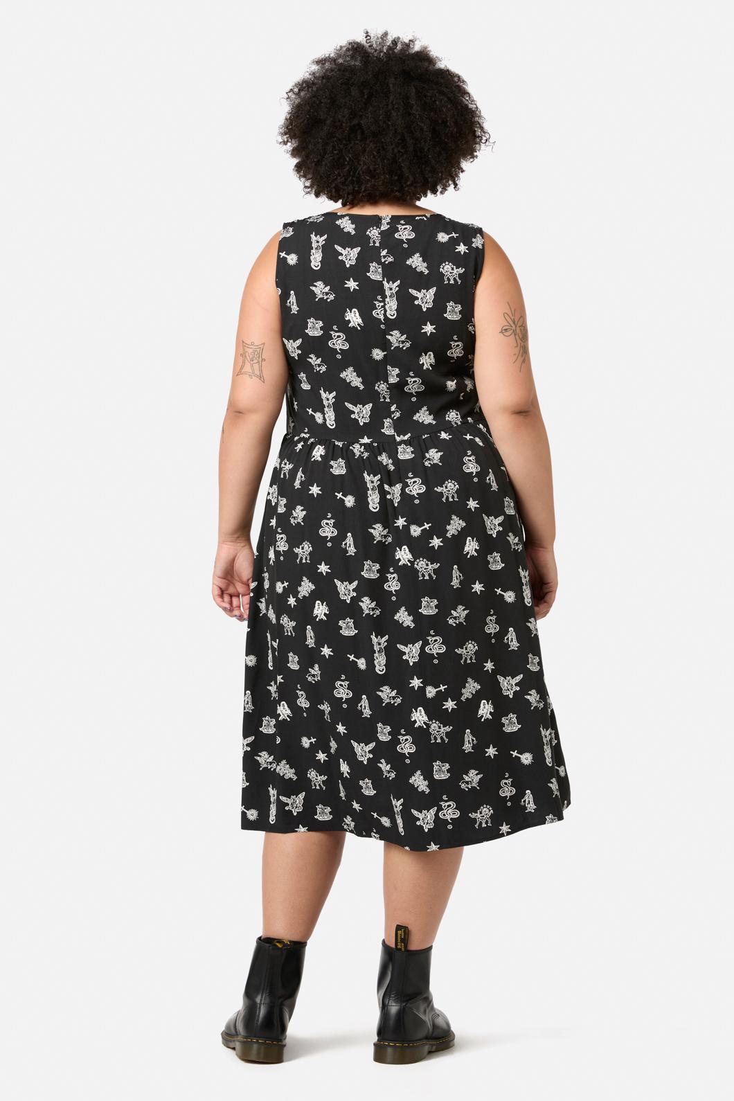 Black Friday - Curve Darc Printed Midi Dress - black