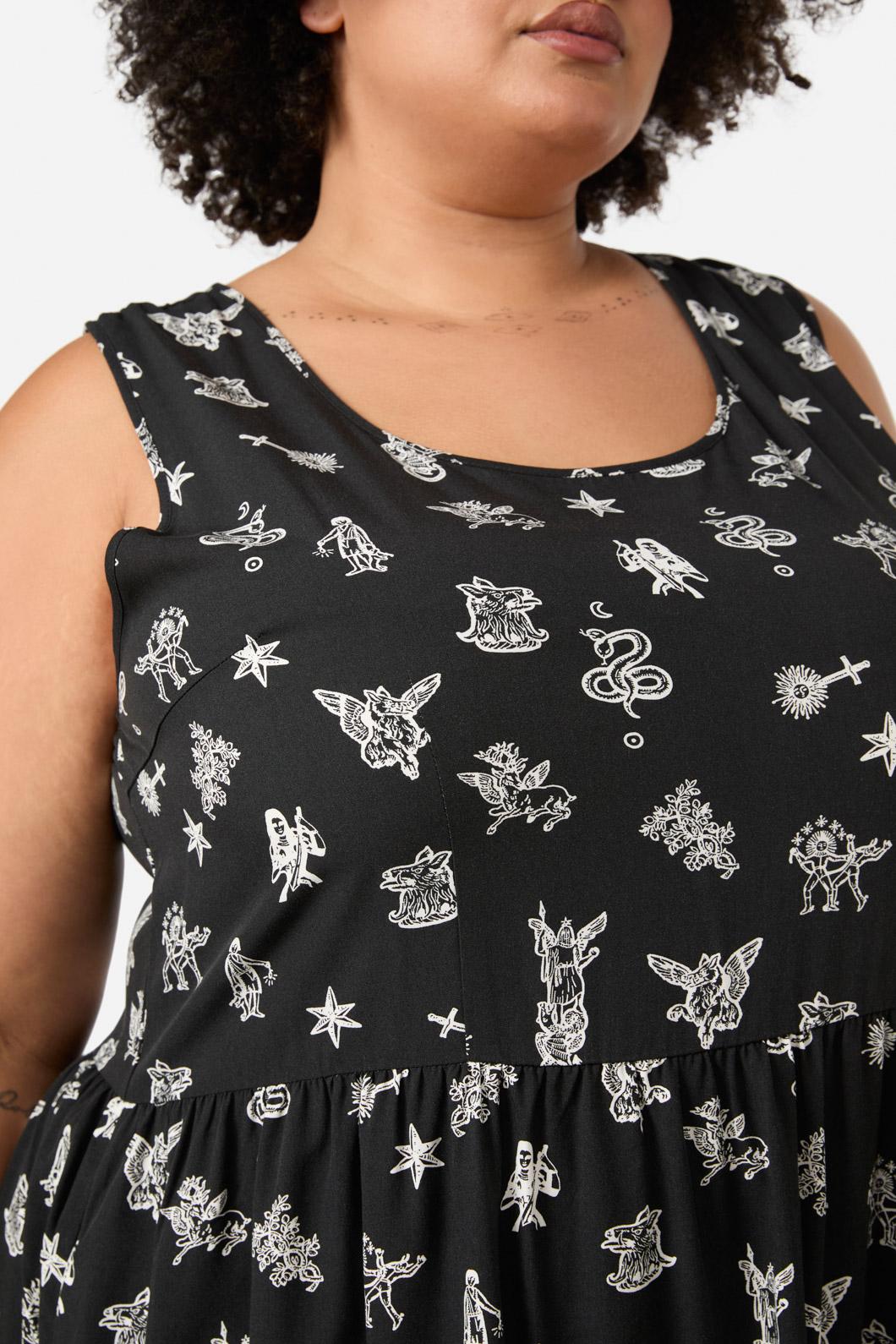 Black Friday - Curve Darc Printed Midi Dress - black
