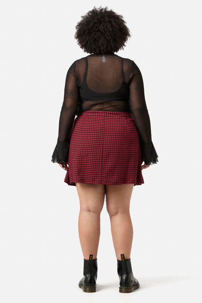 Black Friday - Curve Virtue Houndstooth Skirt - red-black