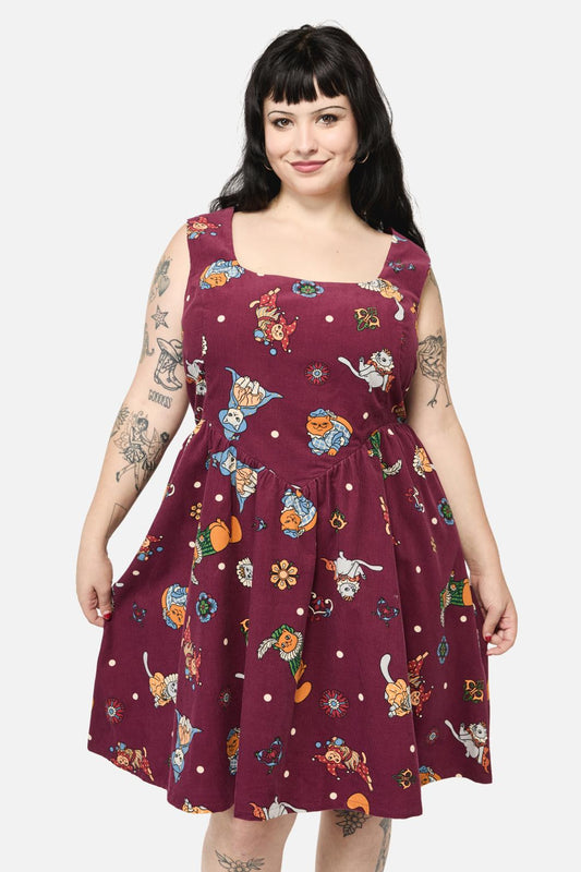 Black Friday - Curve Left Right Cord Dress - maroon
