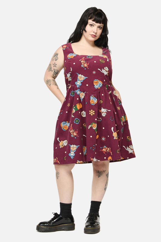 Black Friday - Curve Left Right Cord Dress - maroon