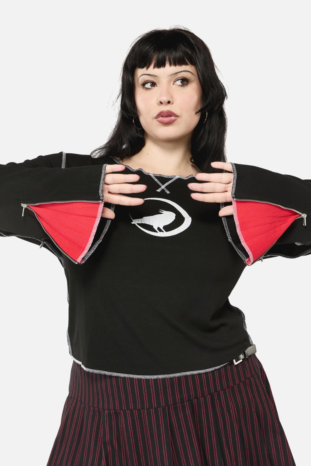 Black Friday - Curve Wahn Ribbed Jersey Top - black