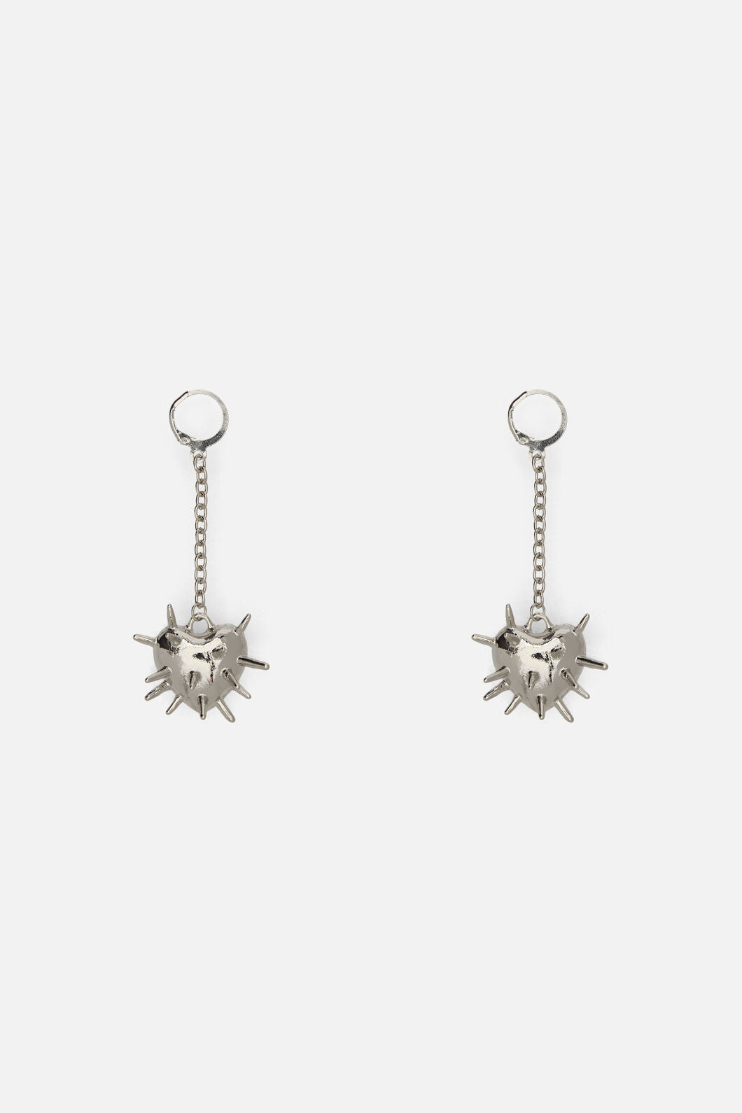Black Friday - Spiked Heart Chain Earrings - silver