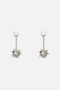 Black Friday - Spiked Heart Chain Earrings - silver