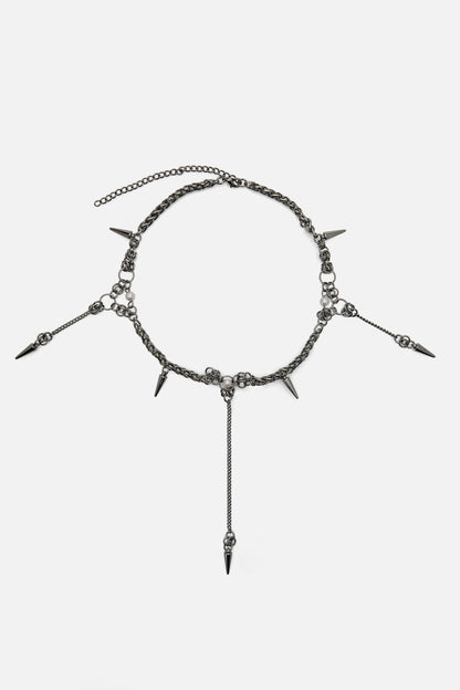 Black Friday - Chainlink Pearl Necklace - silver