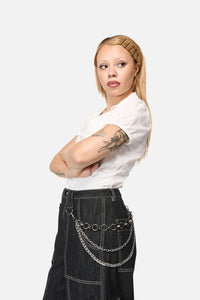 Black Friday - Leather Look Link Chain - silver-black