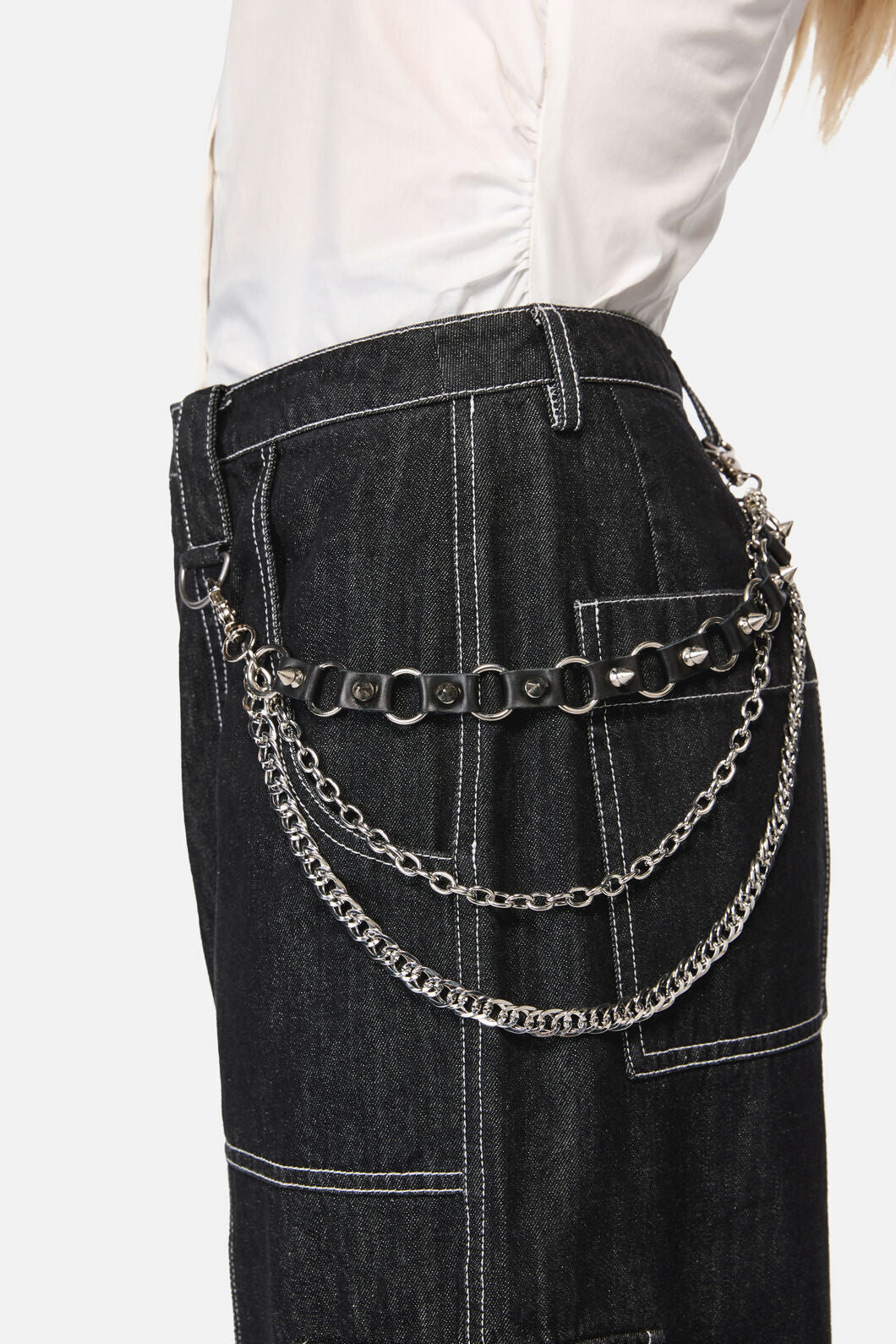 Black Friday - Leather Look Link Chain - silver-black