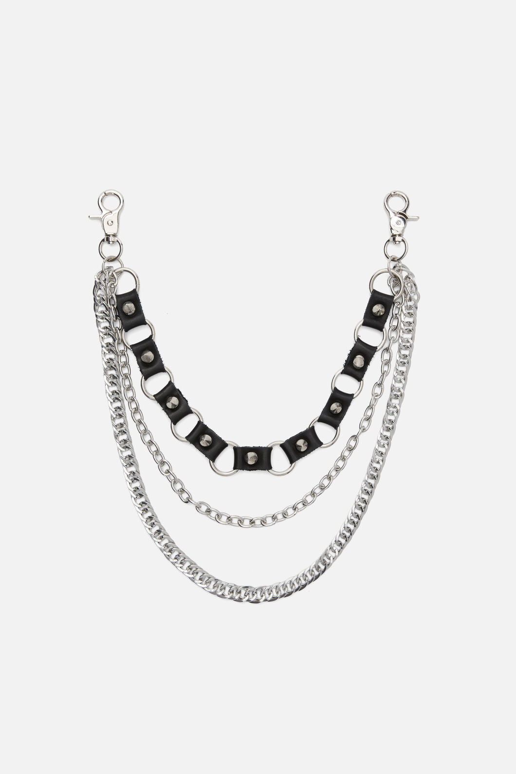 Black Friday - Leather Look Link Chain - silver-black