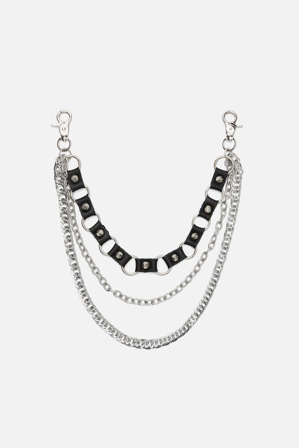 Black Friday - Leather Look Link Chain - silver-black