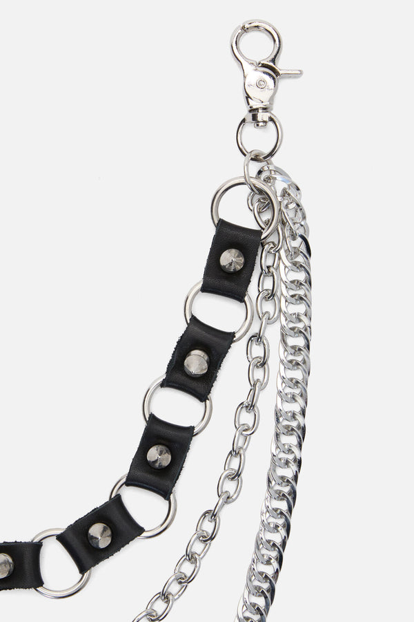 Black Friday - Leather Look Link Chain - silver-black