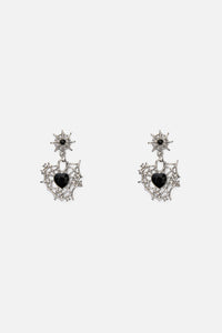 Black Friday - Cobweb Heart Earrings - silver
