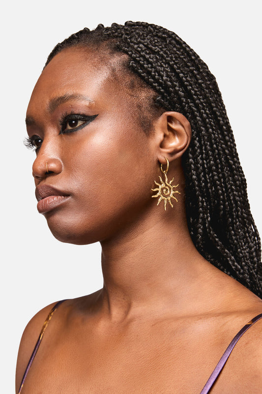 Black Friday - Swirling Sun Earrings - gold