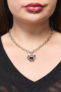 Black Friday - Cobweb Heart Necklace - silver