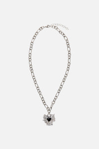 Black Friday - Cobweb Heart Necklace - silver