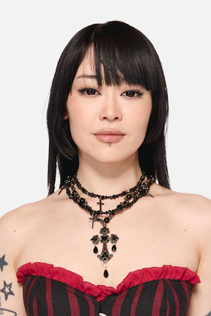 Black Friday - Oversized Layered Goth Necklac - black