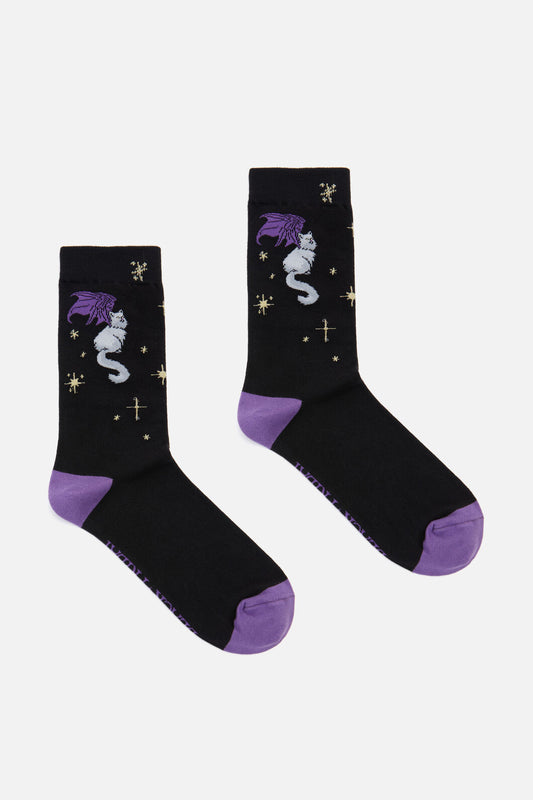Black Friday - Bat Cat Socks - black