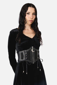 Black Friday - Cross Over Mesh & Stud Corset Belt - black