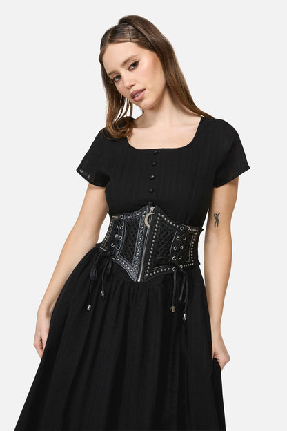 Black Friday - Cross Over Mesh & Stud Corset - black