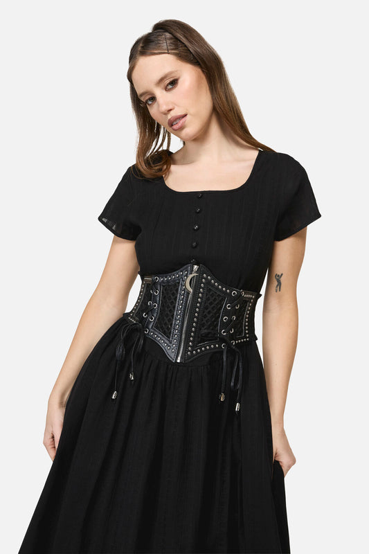 Black Friday - Cross Over Mesh & Stud Corset - black