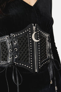 Black Friday - Cross Over Mesh & Stud Corset Belt - black
