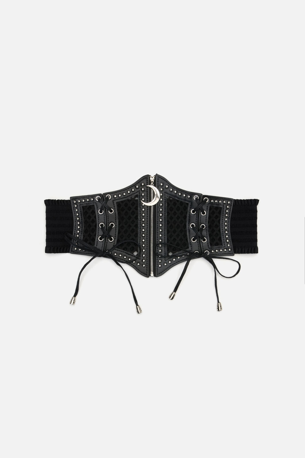 Black Friday - Cross Over Mesh & Stud Corset Belt - black